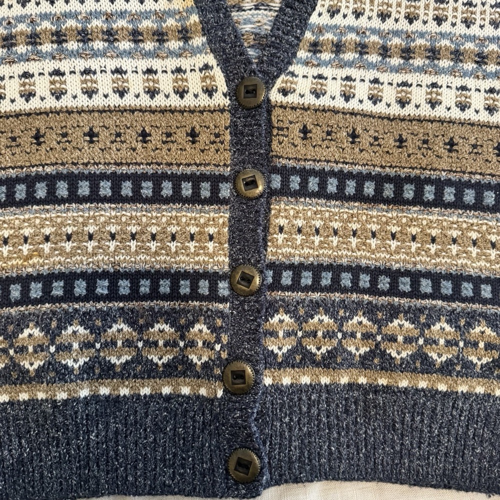 Vintage Liz Claiborne Sport Sweater‎ Vest Large Cardigan Fair Isle Grunge Aztec - Picture 5 of 6